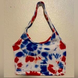 Red White Blue Tie Dye Crop Halter XL NWT
